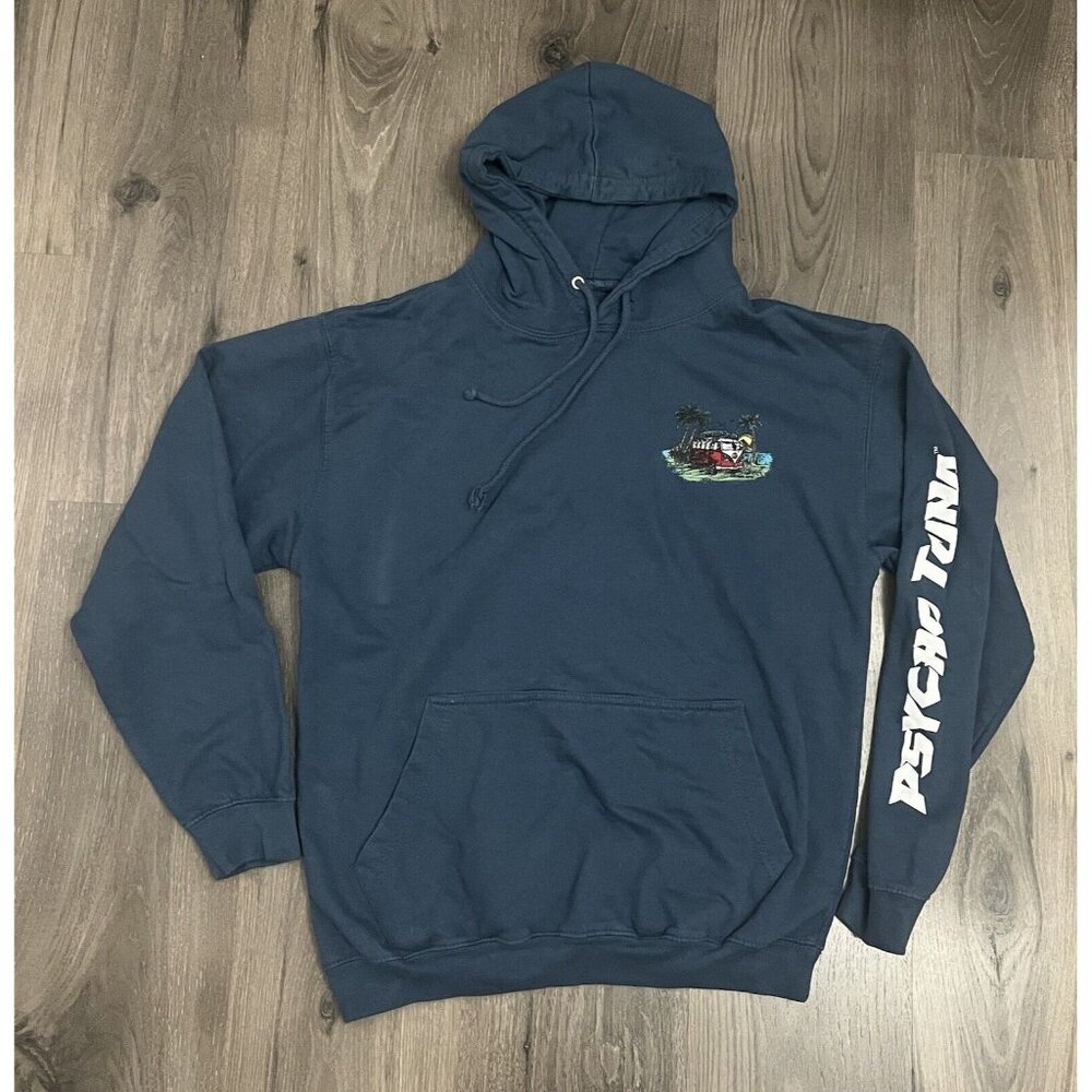 Pyscho Tuna Sweatshirt Mens Blue Medium Hoodie Surfing Beach VW Van